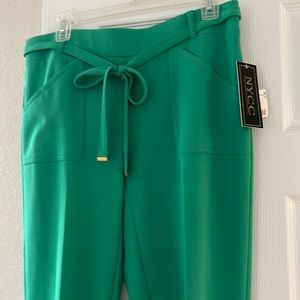 NYCC green trousers pockets, slip on , tie front detail
